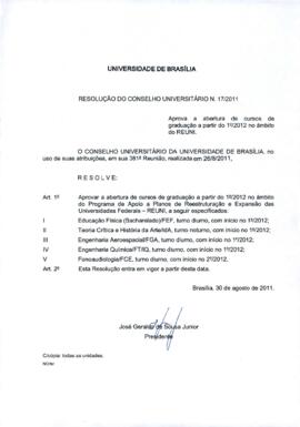 Resolução do Conselho Universitário nº 0017/2011