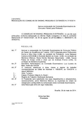 Resolução do Conselho de Ensino, Pesquisa e Extensão nº 0116/2014