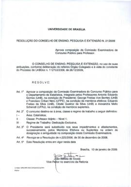 Resolução do Conselho de Ensino, Pesquisa e Extensão nº 0021/2009
