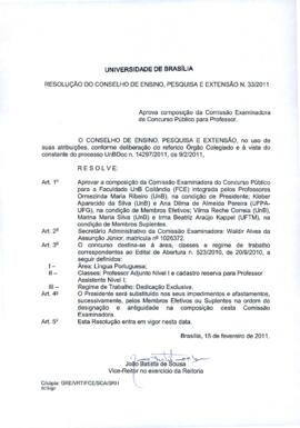Resolução do Conselho de Ensino, Pesquisa e Extensão nº 0033/2011