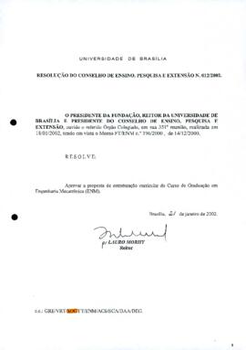 Resolução do Conselho de Ensino, Pesquisa e Extensão nº 0012/2002