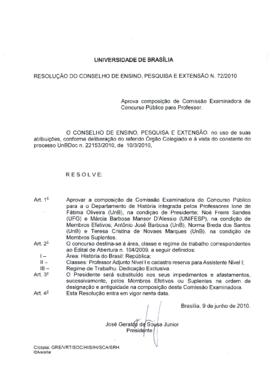 Resolução do Conselho de Ensino, Pesquisa e Extensão Nº 0072/2010