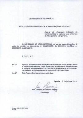 Resolução do Conselho de Administração nº 0037/2013