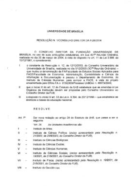Resolução do Conselho Diretor Nº 0001/2004