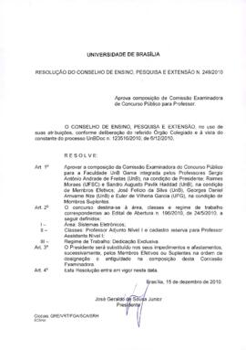 Resolução do Conselho de Ensino, Pesquisa e Extensão nº 0249/2010