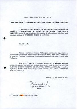 Resolução do Conselho de Ensino, Pesquisa e Extensão nº 0057/2001
