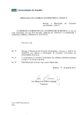 Resolução do Conselho Universitário nº 0008/2015