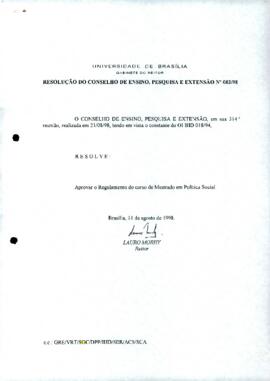 Resolução do Conselho de Ensino, Pesquisa e Extensão nº 0083/1998