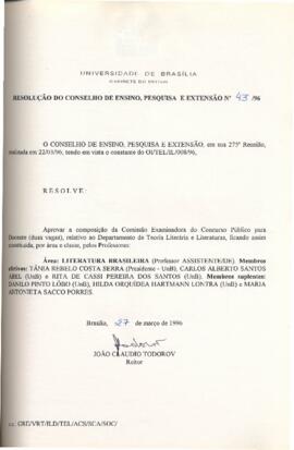 Resolução do Conselho de Ensino, Pesquisa e Extensão nº 0043/1996