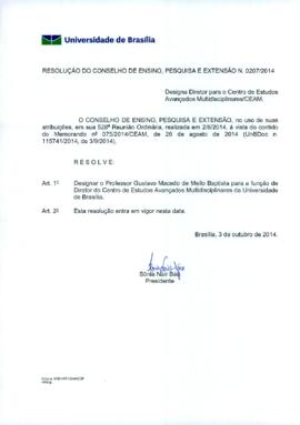 Resolução do Conselho de Ensino, Pesquisa e Extensão nº 0207/2014