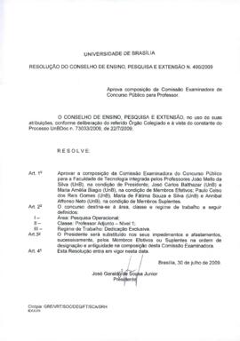 Resolução do Conselho de Ensino, Pesquisa e Extensão nº 0490/2009