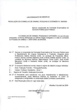 Resolução do Conselho de Ensino, Pesquisa e Extensão nº 0189/2009