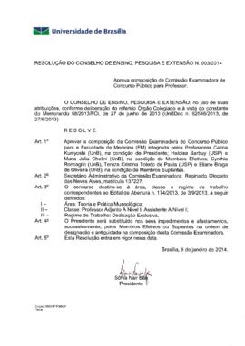 Resolução do Conselho de Ensino, Pesquisa e Extensão nº 0003/2014