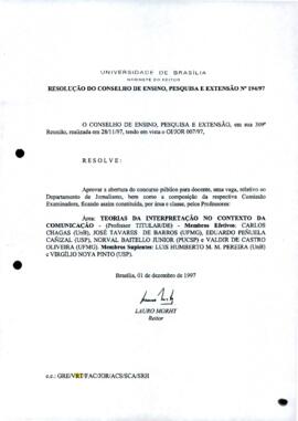 Resolução do Conselho de Ensino, Pesquisa e Extensão nº 0194/1997