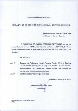 Resolução do Conselho de Ensino, Pesquisa e Extensão nº 0056/2012
