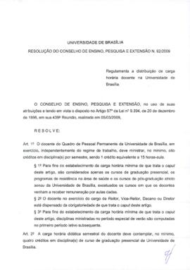 Resolução do Conselho de Ensino, Pesquisa e Extensão nº 0092/2009