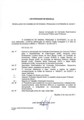 Resolução do Conselho de Ensino, Pesquisa e Extensão nº 0062/2011