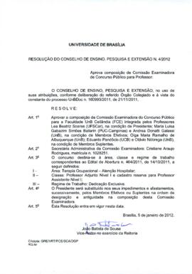 Resolução do Conselho de Ensino, Pesquisa e Extensão nº 0004/2012