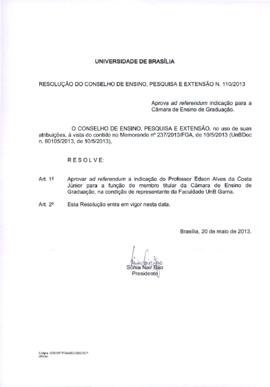Resolução do Conselho de Ensino, Pesquisa e Extensão nº 0110/2013
