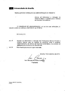 Resolução do Conselho de Administração nº 0040/2015