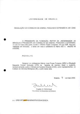 Resolução do Conselho de Ensino, Pesquisa e Extensão nº 0061/2002