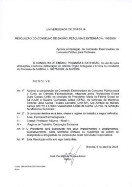 Resolução do Conselho de Ensino, Pesquisa e Extensão nº 0195/2009