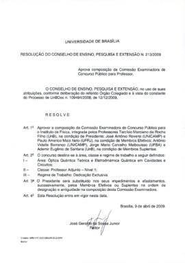 Resolução do Conselho de Ensino, Pesquisa e Extensão nº 0213/2009