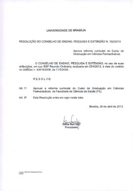 Resolução do Conselho de Ensino, Pesquisa e Extensão nº 0102/2013