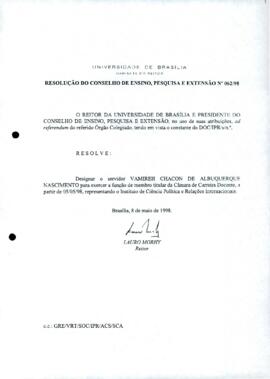 Resolução do Conselho de Ensino, Pesquisa e Extensão nº 0062/1998