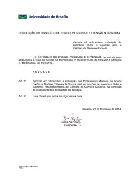 Resolução do Conselho de Ensino, Pesquisa e Extensão nº 0032/2014