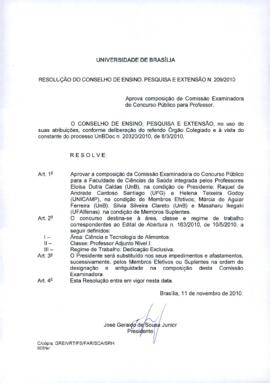 Resolução do Conselho de Ensino, Pesquisa e Extensão Nº 0209/2010