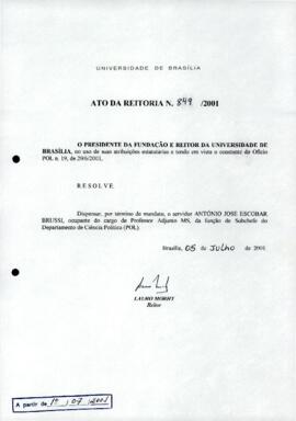 Ato da Reitoria nº 0849/2001