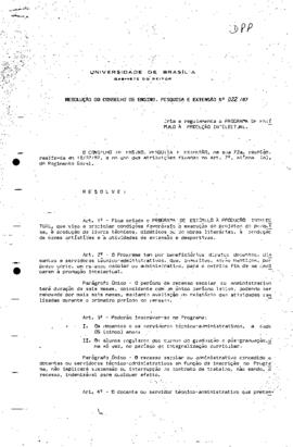 Resolução do Conselho de Ensino, Pesquisa e Extensão nº 0022/1987