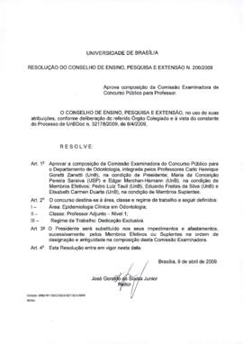 Resolução do Conselho de Ensino, Pesquisa e Extensão nº 0206/2009
