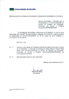Resolução do Conselho de Ensino, Pesquisa e Extensão nº 0181/2014