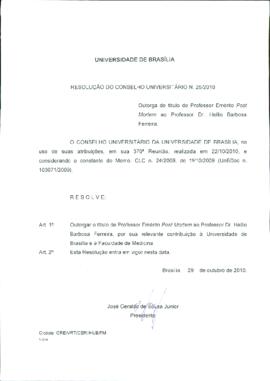 Resolução do Conselho Universitário nº 0025/2010