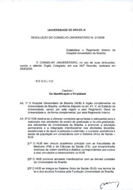 Resolução do Conselho Universitário nº 0021/2008