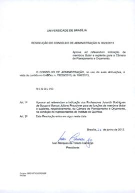 Resolução do Conselho de Administração nº 0022/2013