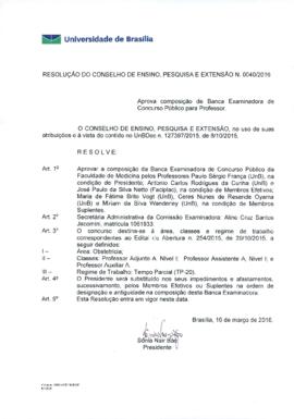 Resolução do Conselho de Ensino, Pesquisa e Extensão Nº 0040/2016