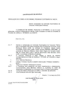 Resolução do Conselho de Ensino, Pesquisa e Extensão nº 0019/2010