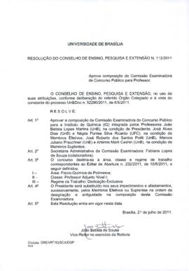 Resolução do Conselho de Ensino, Pesquisa e Extensão nº 0112/2011