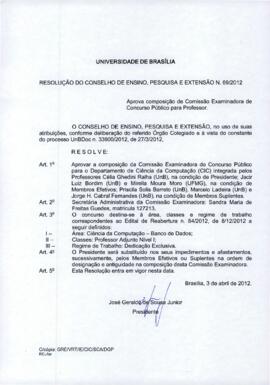 Resolução do Conselho de Ensino, Pesquisa e Extensão nº 0069/2012