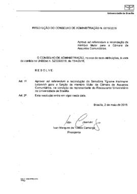 Resolução do Conselho de Administração nº 0016/2016
