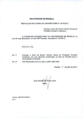 Resolução do Conselho Universitário nº 0015/2012