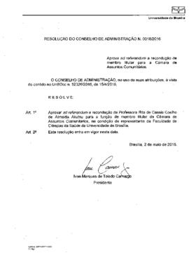 Resolução do Conselho de Administração nº 0018/2016