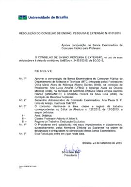 Resolução do Conselho de Ensino, Pesquisa e Extensão nº 0181/2015