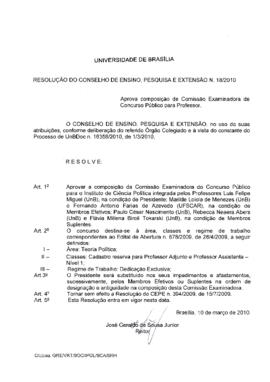 Resolução do Conselho de Ensino, Pesquisa e Extensão nº 0018/2010