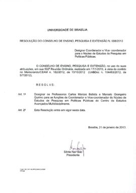 Resolução do Conselho de Ensino, Pesquisa e Extensão nº 0008/2013