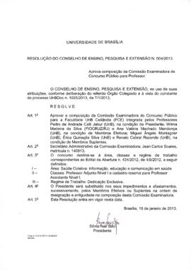 Resolução do Conselho de Ensino, Pesquisa e Extensão nº 0004/2013
