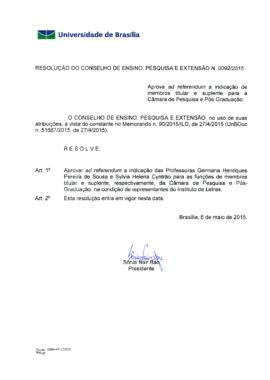 Resolução do Conselho de Ensino, Pesquisa e Extensão nº 0092/2015